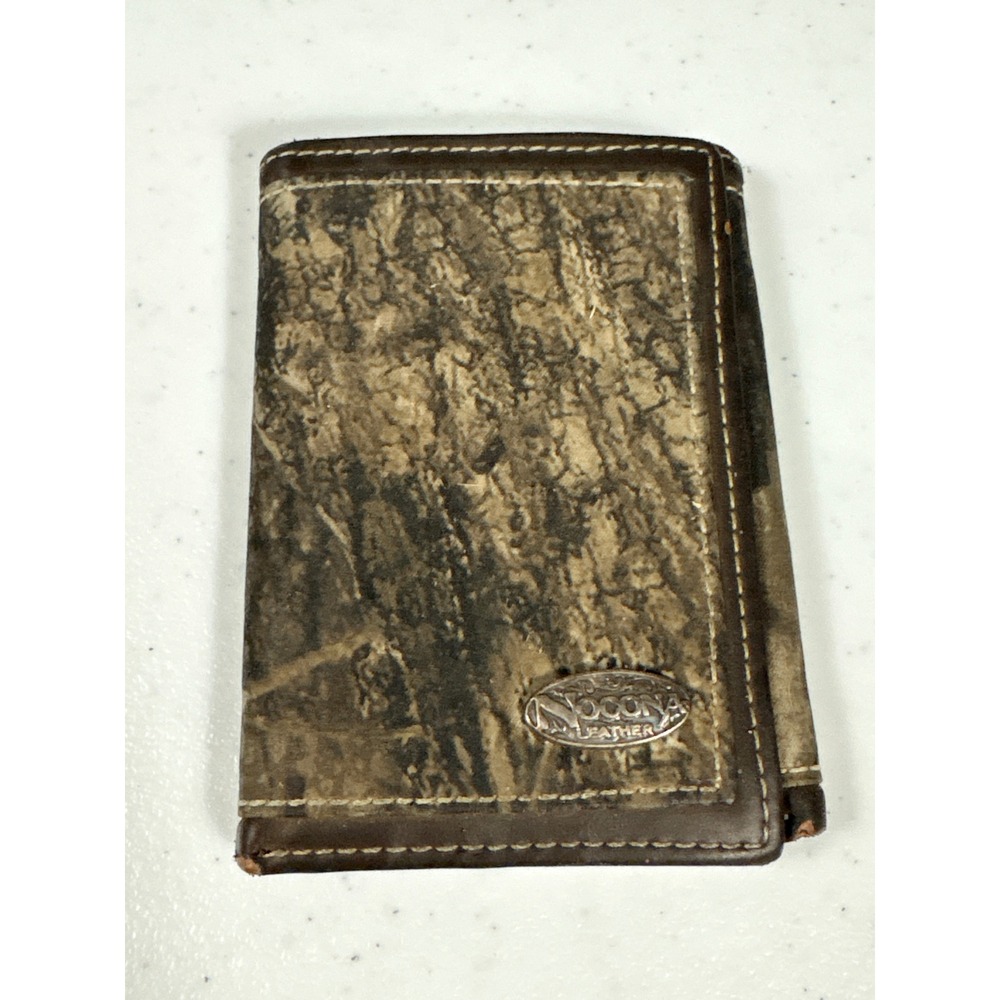 Nocona Leather Mens Trifold Wallet Mossy Oak Break-Up Camo Brown Western Hunting